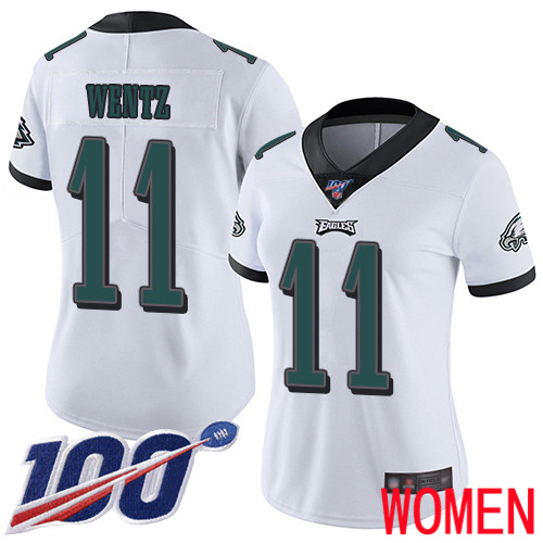 Women Philadelphia Eagles #11 Carson Wentz White Vapor Untouchable NFL Jersey Limited Player Season